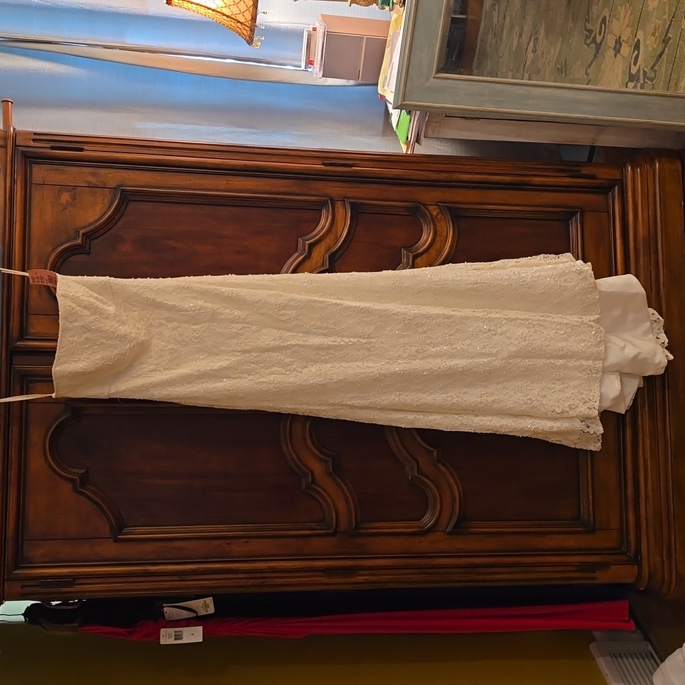 David's Bridal wedding gown with crop jacket!!  Dress is a size 6 jacket a small - Picture 8 of 14